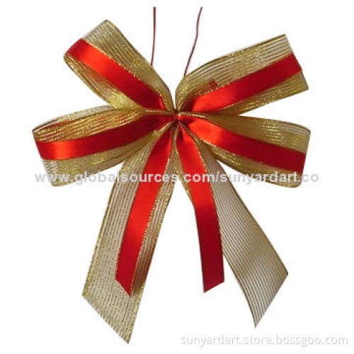 Christmas bow, made of metallic mesh and satin ribbon